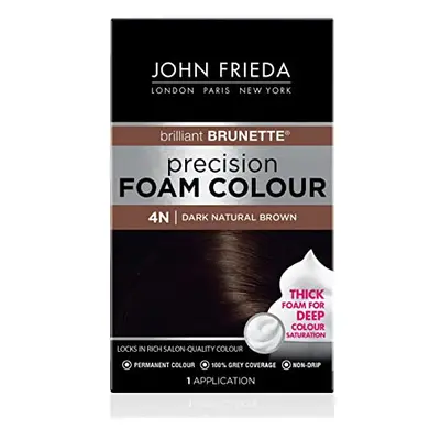 John Frieda Precision Foam Color, Dark Natural Brown 4N, Full-coverage Hair Color Kit, with Thic