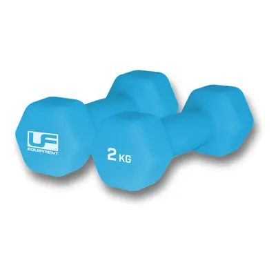 Dumb-Bell Pair - 2x 2kg Blue Dumbbells - Neoprene Coated Slip Free Gym Workout