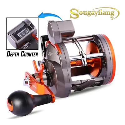 (Left Hand 30) Trolling Fishing Reel 7bb Metal Sea Fishing Baitcasting Reel Depth Counter Round 