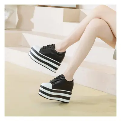 (black, 33) Fujin 12cm New Synthetic Genuine Platform Wedge Flats Leather Autumn Spring Boot Ank