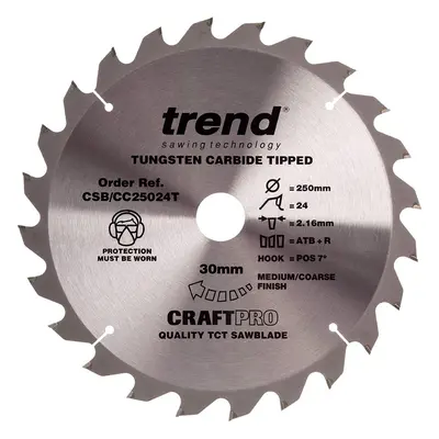 Trend CSB/CC25024T Craft Pro Positive Hook Crosscutting Circular Blade Ideal for DCS778N Mitre S