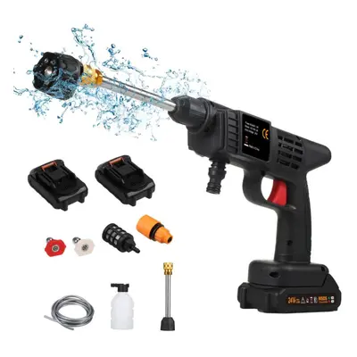 (black, UK plug) Cordless Pressure Washer, 150psi Portable Pressure Cleaner Handheld With 6in1 S