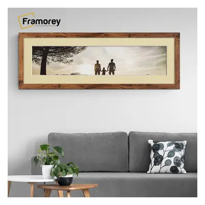 (Rustic Oak With Black Mount, 100x45CM Pic (110x55CM Frame)) Panoramic Size Rustic Oak Picture F