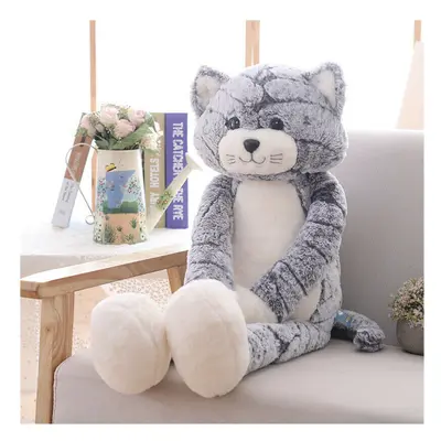 (Cool Kat Gray, 90cm/35.4in) Cool cat pillow doll soft plush toy children's gift