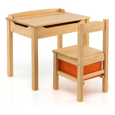 Kids Table Chair Set Wood Activity Table Toddler Study Desk w/Flip Top