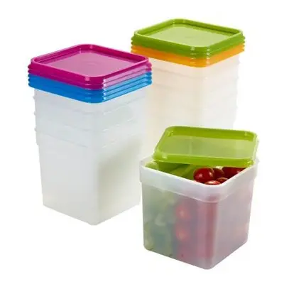 10 Stack a Boxes Food Storage Containers 1.2L â Colourful Lids Long-Lasting Nest When Empty