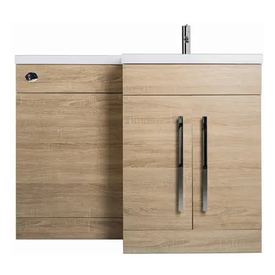 NRG Right Hand Bathroom Storage Cabinet Combination Vanity Unit Set Light Oak (No Toilet and Cis