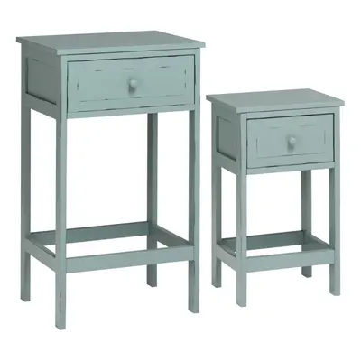 Set of Two Chatelet Blue and Grey Nesting Side Tables, Rustic Wood Side Tables, Side Tables for 