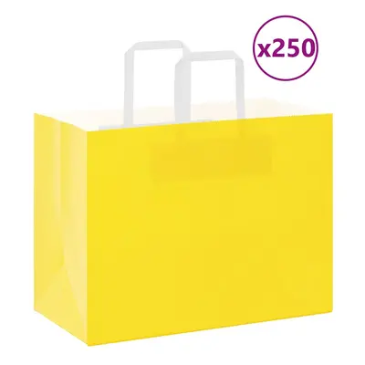 (yellow, x x cm/ pcs) vidaXL Paper Bags pcs with Handles White 21x11x28 cm Paper Grocery Bag