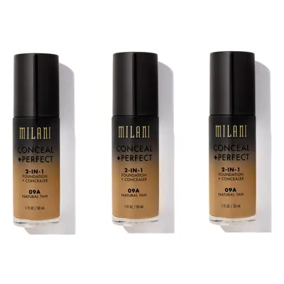 Milani Conceal And Perfect In Foundation + Concealer Natural Tan 30ml x3