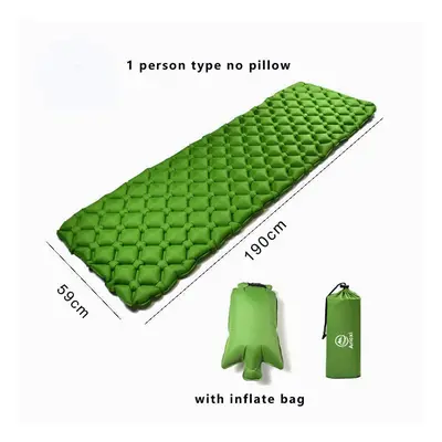 (Green No Pillow Person) TPU Sleeping Pad Lightweight Moisture-proof Air Mattress Portable Infla