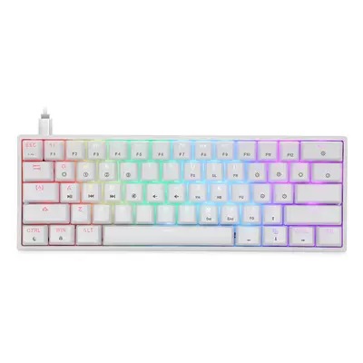 (White, Blue Switch) Mechanical Keyboard Keys Hot Swappable Gateron Optical Switch RGB Type-C Wi