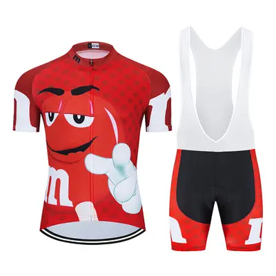 (L) Cycling Jersey Sweatshir Men Short Sleeve t+Bib Shorts Set