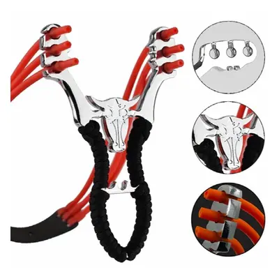 High Precision Alloy Bull Head Slingshot Powerful Rubber Catapult Outdoor Shooting Sports Compet