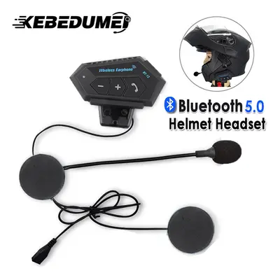 (Hard Microphone) T2 Bluetooth 5.0 CSR Motorcycle Helmet Headsets BT Wireless Moto Stereo