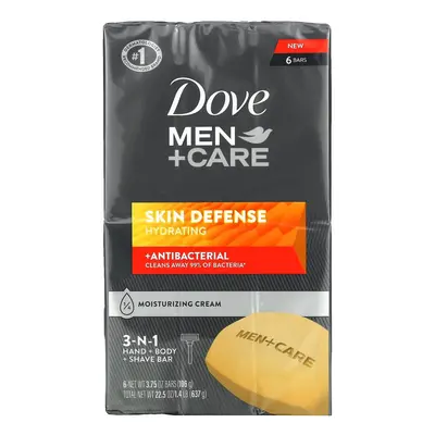 Dove, Men+Care, Skin Defense, 3-In-1 Hand + Body + Shave Bar, Bars, 3.75 oz (106 g) Each