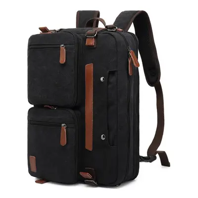 (black, 17.3 inch) Men Backpack Cool Bell Multifunctional Canva Backpack &shoulder Bag& Messenge