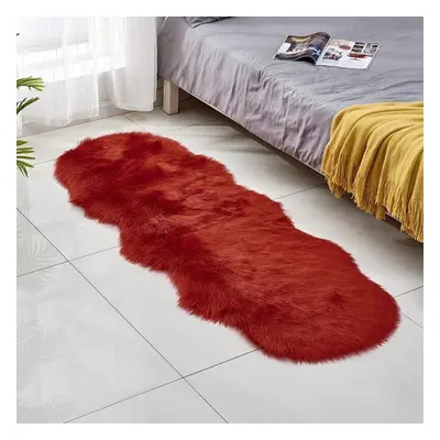 (deep chestnut, 60x160cm) Irregular Long Soft White Faux Sheepskin Fur Area Rugs Kids Livingroom