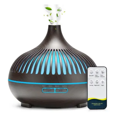 (black, US) Aromatherapy Essential Oil Diffuser Wood Grain Remote Control Ultrasonic Air Humidif