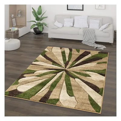 (GREEN / BROWN, cm x cm) Geometric Multicolored Carved Living Room Rug