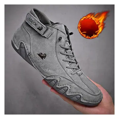 (light grey, 39) Suede Boots Handmade With Closure High Top Plush Thickening Men&apos;s Casual S