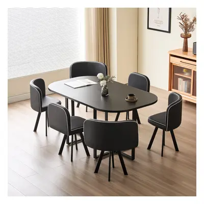 (Black, Black) 150cm Rectangular Dining Table With Chairs Various Colours