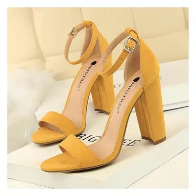 (yellow, 42) Bigtree Women&apos;s Summer High Heels Fashion Simple Thick Heel High Heel Nightclu