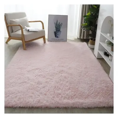 (pink, 140X200cm) Solid Plush Carpets For Living Room Long Piles Furry Carpets Bedroom Home Deco