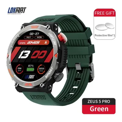 (green) Lokmat Zeus Pro Flashlight Smart Watch Bluetooth Calls Watch Waterproof Fitness Tracker 