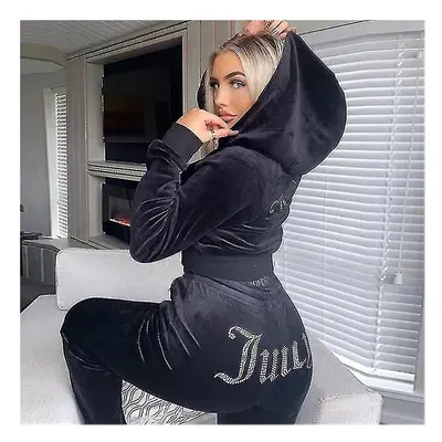 (Women Velvet Juicy Tracksuit Couture Tracksuit Two Piece Set Couture Sweatsuits) Women Velvet J