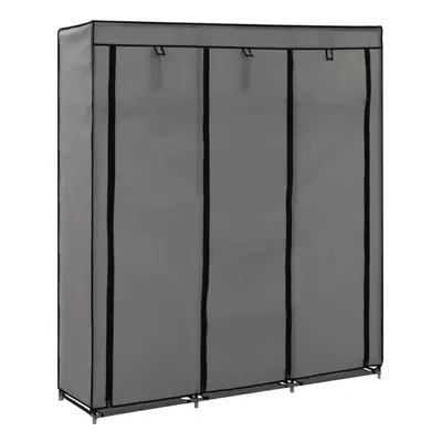 vidaXL Wardrobe with Compartments and Rods Grey Fabric Garment Stand Organiser