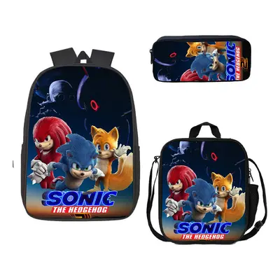 (12) Sonic Piece School Bag Lunch Bag Pencil Case Kids Set