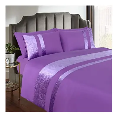 Casabella Luxury Crushed Velvet Panel Band Duvet Cover Sets with Pillow Case Double Duvet cover 