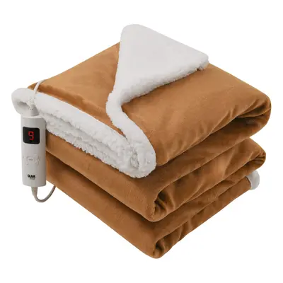 (Brown Reversible) Fleece Heated Electric Throw Blanket Colours