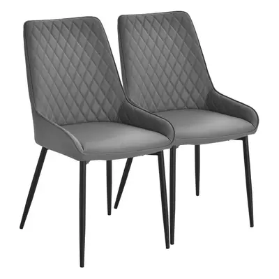 HOMCOM Set Of Quilted PU Leather Dining Chairs w/ Metal Frame Legs Grey