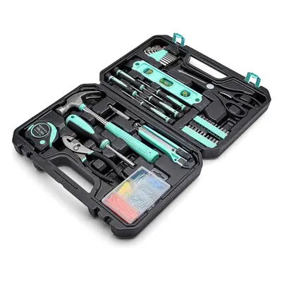 Amazon Basics Sturdy Piece Household Tool Kit With Storage Case Turquoise 13.39 x 9.25 x 2.95 in