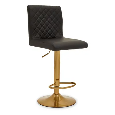 Premier Housewares Baina Black And Gold Bar Stool With Round Base