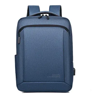 (Blue) Outdoor Large Capacity Laptop Backpack USB Port Men Anti Theft School Bag Waterproof Leis