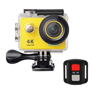 (Yellow) Sport Camera Action 4K Ultra HD 2.4G Remote WiFi Degree Wide Angle