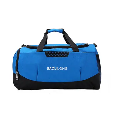 (Blue) Travel Bag Large Capacity Nylon Multifunctional Foldable Portable Shoulder Pack Hangbag