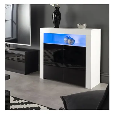 (Black/White) MMT Modern White/Black Matt Gloss Buffet Sideboards Display Cabinets with LED Ligh