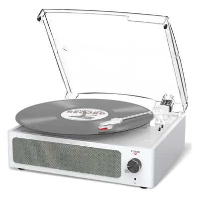 (Retro white) Vinyl player with built-in speakers, Bluetooth receiver, vintage turntable (suppor