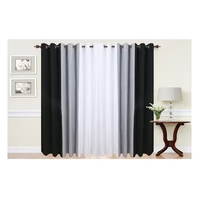 (90"wide x 108"drop) Eyelet Curtains Ring Top lined ready made Tone Black Grey White