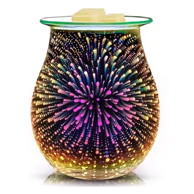 3D Firework Pattern Glass Electric Oil Burner Wax Melter Warmer Stove For Home Office Bedroom Li