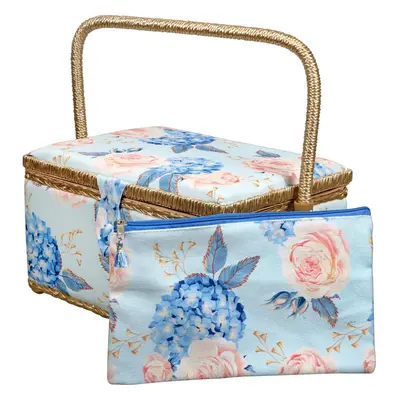 SINGER Sew'n Stow Sewing Basket and Zipper Pouch-Hydrangeas Print