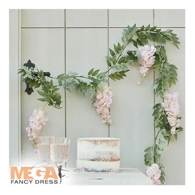 Blush Pink & Green Wisteria Foliage Garland