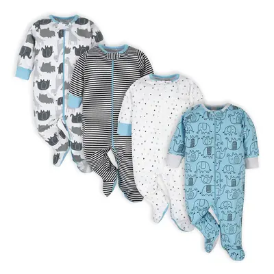 Onesies Brand Baby Boys 4-pack 'N Play Footies And Toddler Sleepers Blue Elephant Months US