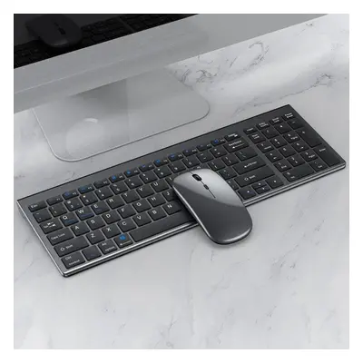 (gray, English) Bluetooth Keyboard Three-mode Full-size Wireless Keyboard And Mouse Combo Multi-