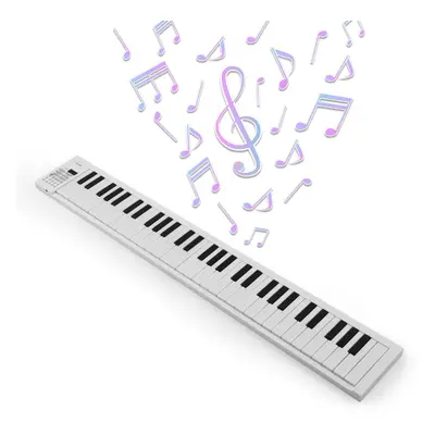 (white) 61-key Foldable Electronic Piano Multifunctional Electronic Piano Keyboard With Led Disp