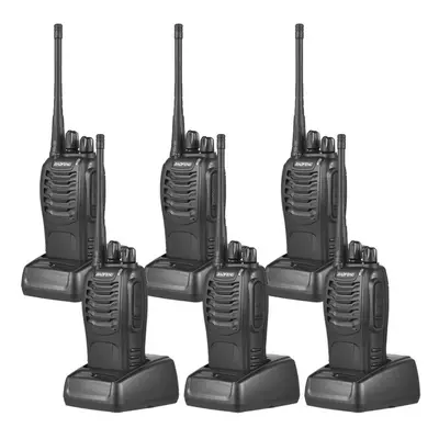 (black, US plug 6pcs) Aoresac Baofeng Bf-888s Walkie Talkies Packs Waterproof Rechargeable Long 